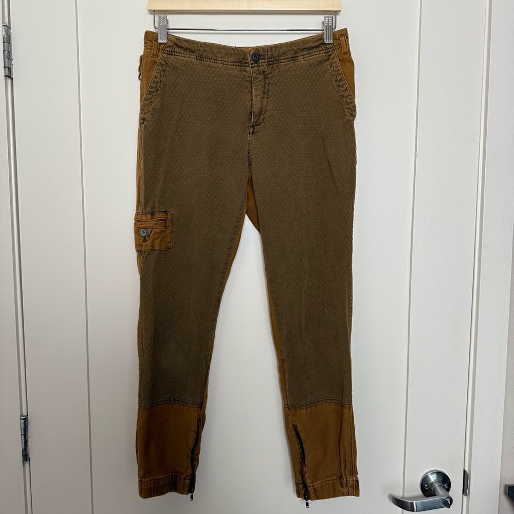 Hei Hei Anthropologie Pants Joggers Sz 28 Brown Quilted Buckle Zip Mid Rise